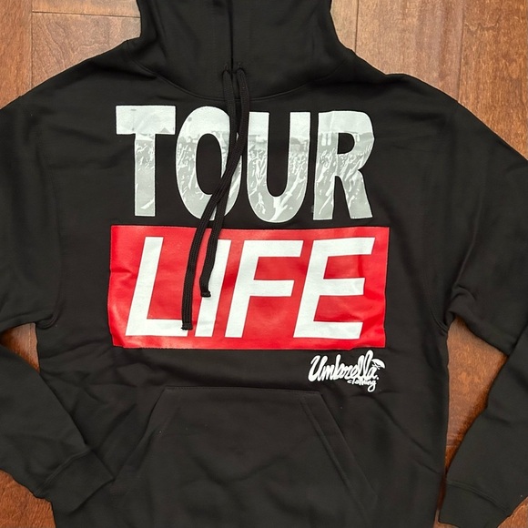 Umbrella Clothing Black and Red “Tour Life” Unisex Hoodie, Size Small - Picture 2 of 9